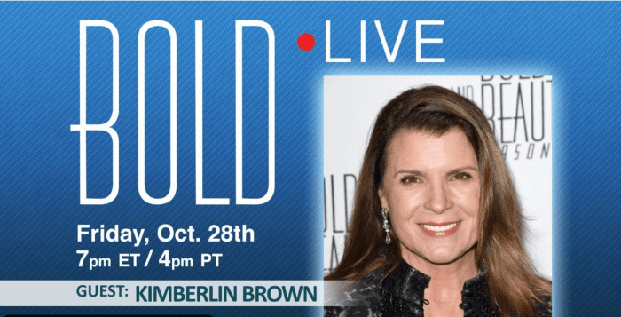 B&B's Kimberlin Brown To Appear On Bold Live October 28 - Daytime ...