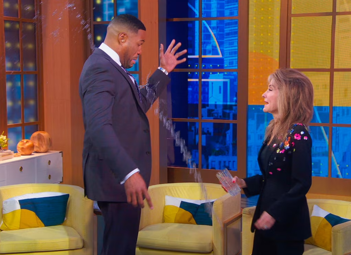 WATCH: Susan Lucci Tosses Water on Good Morning America's Michael Strahan  in Mock Soap Fight (VIDEO) - Daytime Confidential